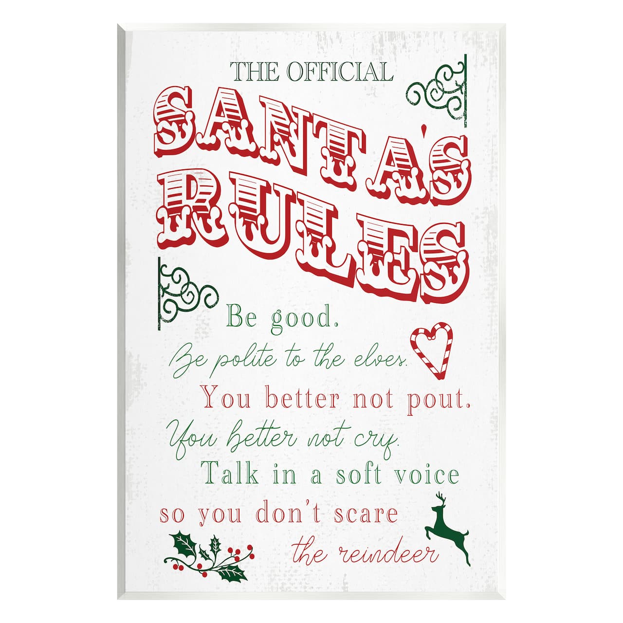 Stupell Industries Official Santa's Rules Christmas List Wall Plaque Art